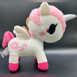tokidoki Pink and White Unicorn Plush- Tags included, One torn tag near plastic